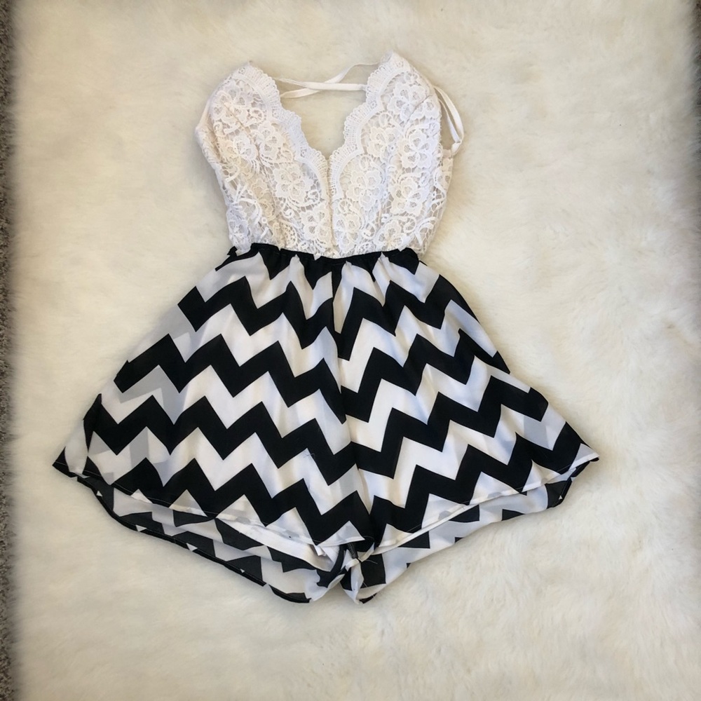 Black and white romper